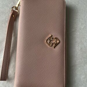 Elegant Pink Women's Wallet with Gold Detail